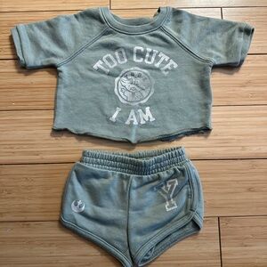 Gap x Disney 2 Piece Sage Green Shirt and Short Set - Too Cute I Am